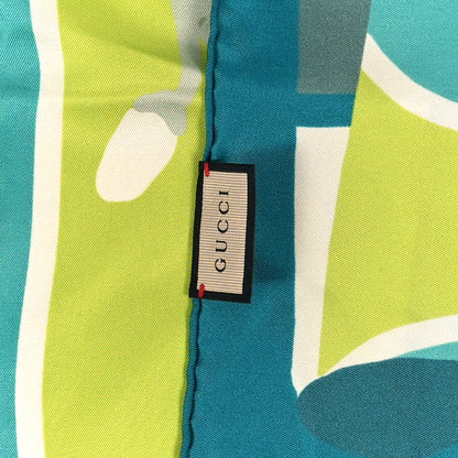 Gucci Silk Twill Guccissimo Square Scarf Lemon Green 2 of 3