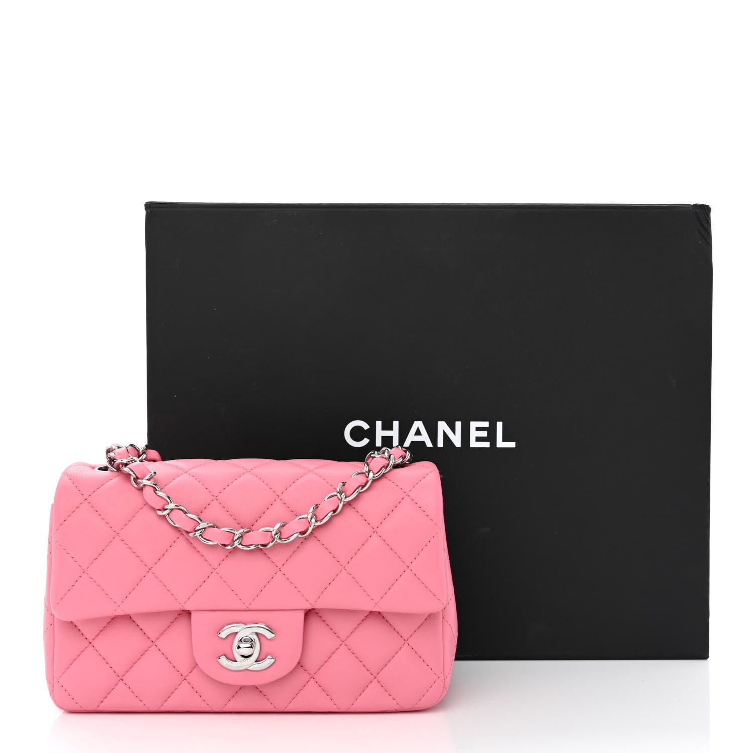 Chanel Lambskin Quilted Mini Rectangular Flap Pink 11 of 11