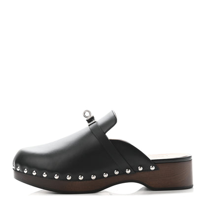 Hermes Calfskin Carlotta Mules 38 Black 1 of 7
