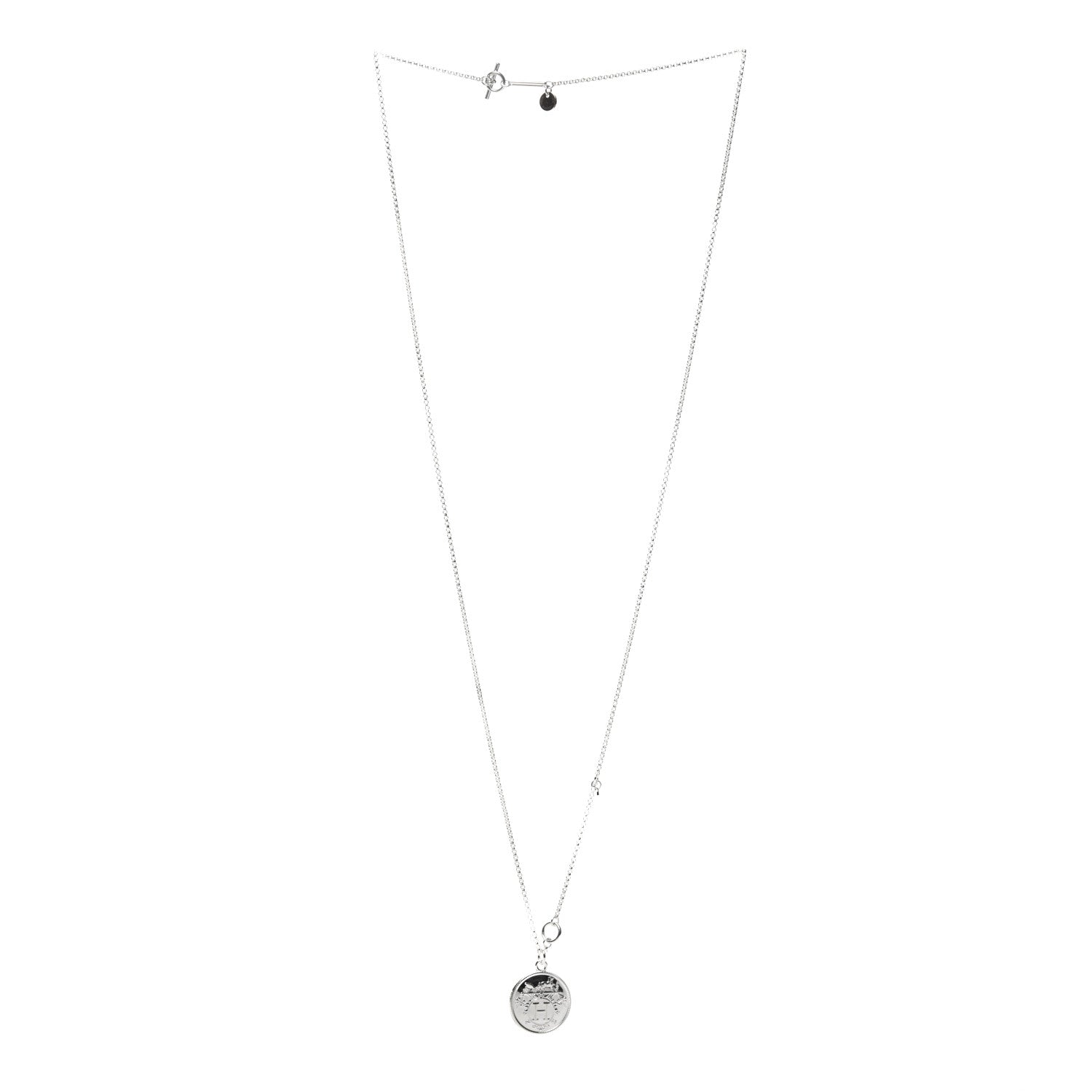 Hermes Sterling Silver 18K Rose Gold GM Ex-Libris Long Pendant Necklace 3 of 6