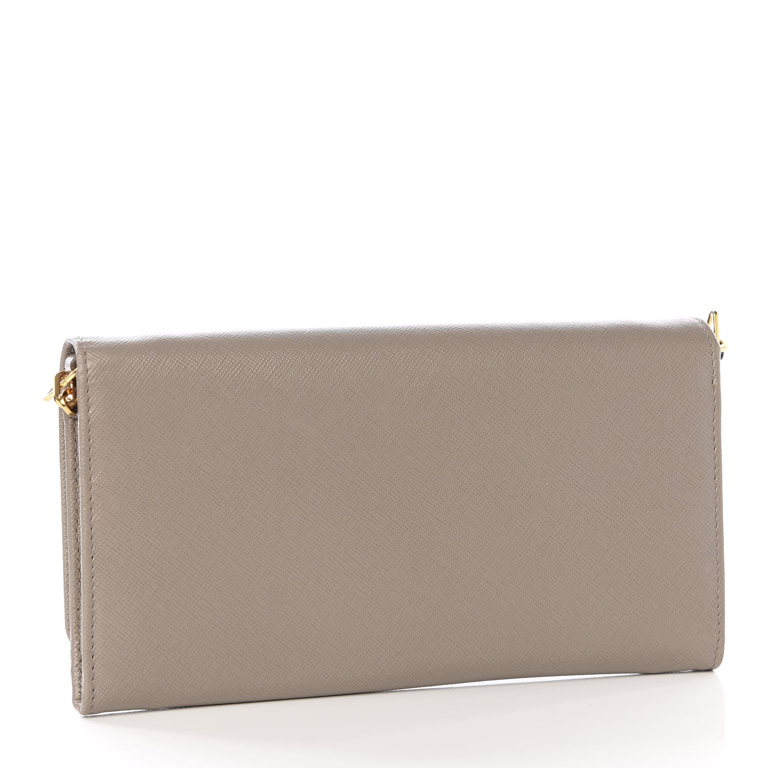 Prada Saffiano Metal Oro Chain Wallet Argilla 2 of 9