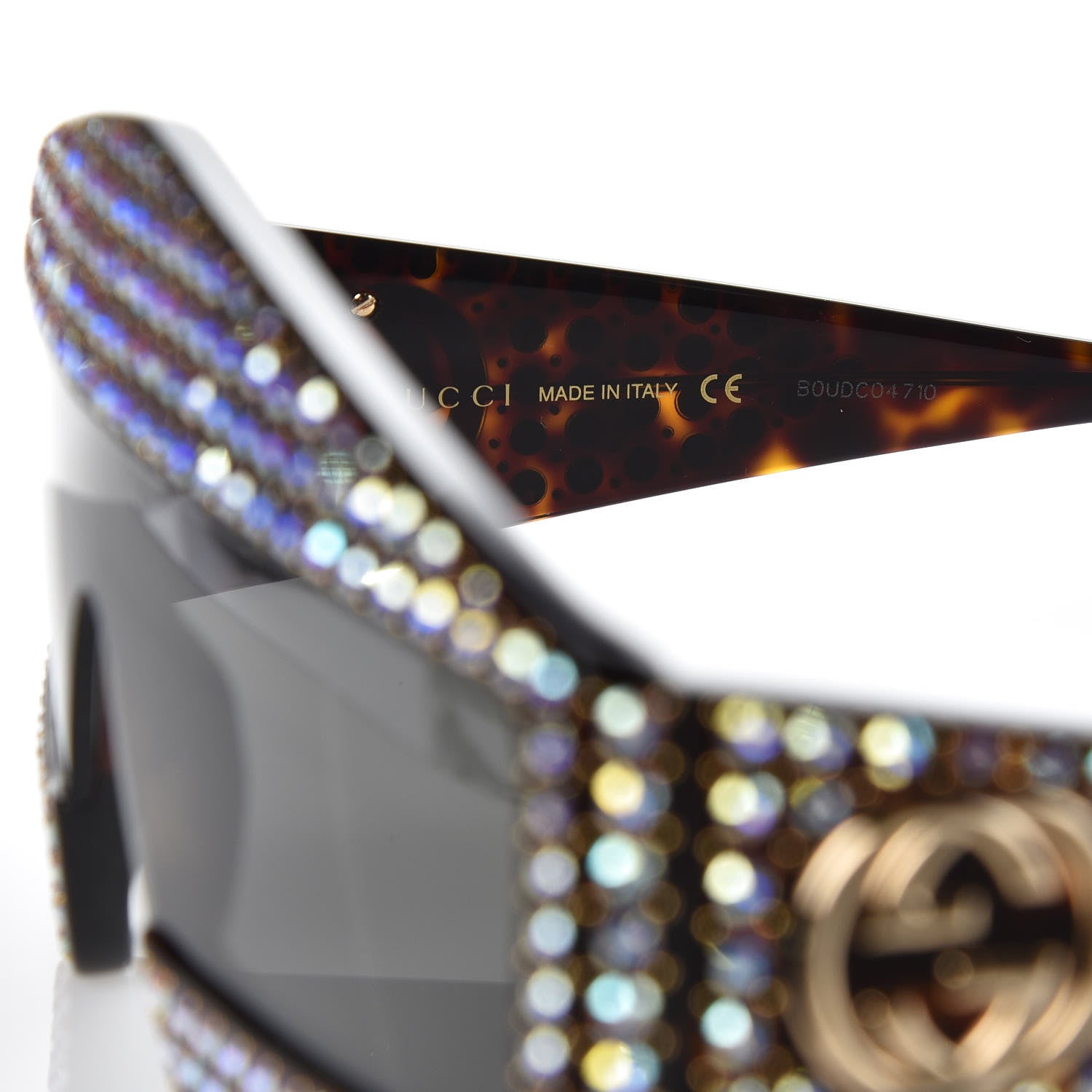 Gucci Crystal Rectangular Frame Sunglasses GG0357S Tortoiseshell 6 of 8