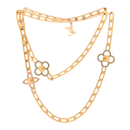 Louis Vuitton Monogram Multicolor Swarovski Crystal Flower Power Sautoir Necklace Gold 3 of 4