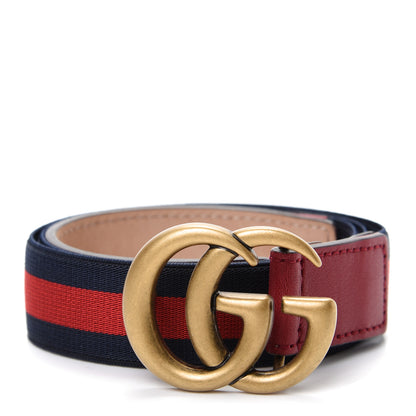 Gucci Calfskin Nylon Double G Web Kids Belt L Red 1 of 5
