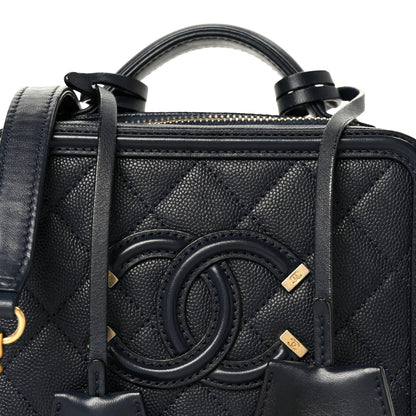 Chanel Caviar Quilted Small CC Filigree Vanity Case Navy 8 of 10