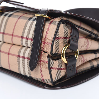 Burberry Haymarket Check Large Bridle Saddle Bag Dark Clove Brown 11 of 14