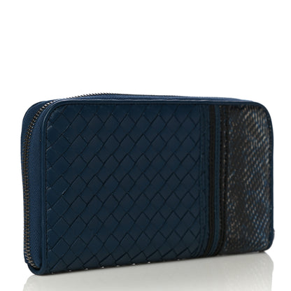Bottega Veneta Nappa Embroidered Zip Around Wallet Blue 3 of 11