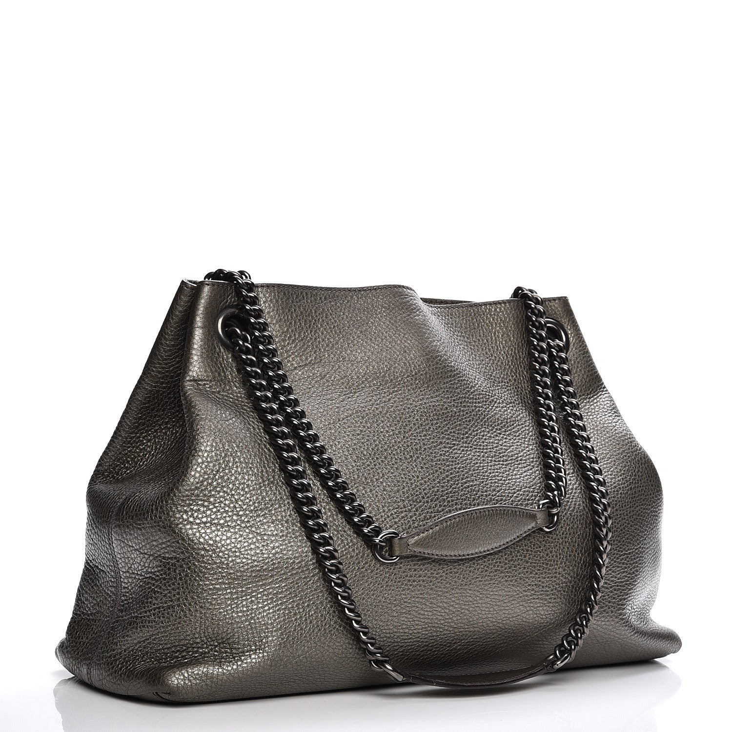 Gucci Metallic Pebbled Calfskin Medium Soho Chain Shoulder Bag Sasso 3 of 12