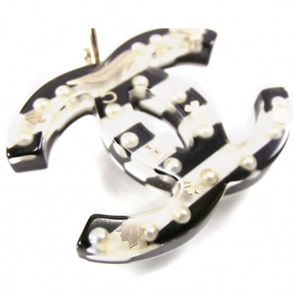 Chanel Lucite Pearl CC Earrings Black/White 4 of 5