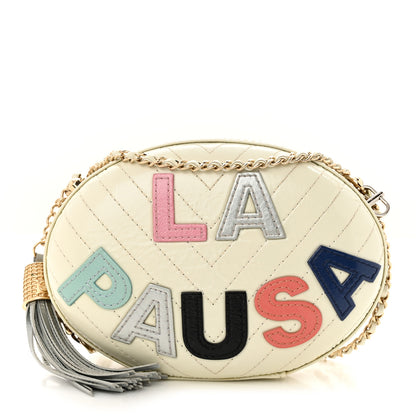 Chanel Embroidered Lambskin Chevron Quilted La Pausa Evening Bag White 1 of 14