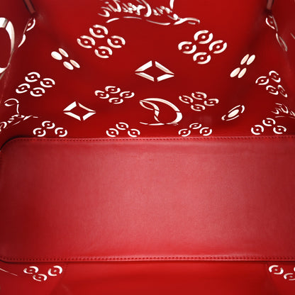 Christian Louboutin Calfskin Perforated Loubinthesky Spikes Large Cabarock Tote Leche 5 of 9