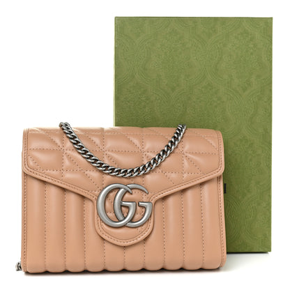 Gucci Calfskin Matelasse Aria GG Marmont Chain Wallet Camelia 14 of 14