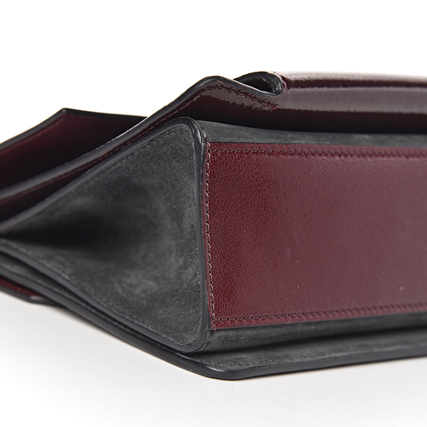 Crinkled Patent Deerskin Suede Small GV3 Shoulder Bag Aubergine Graphite