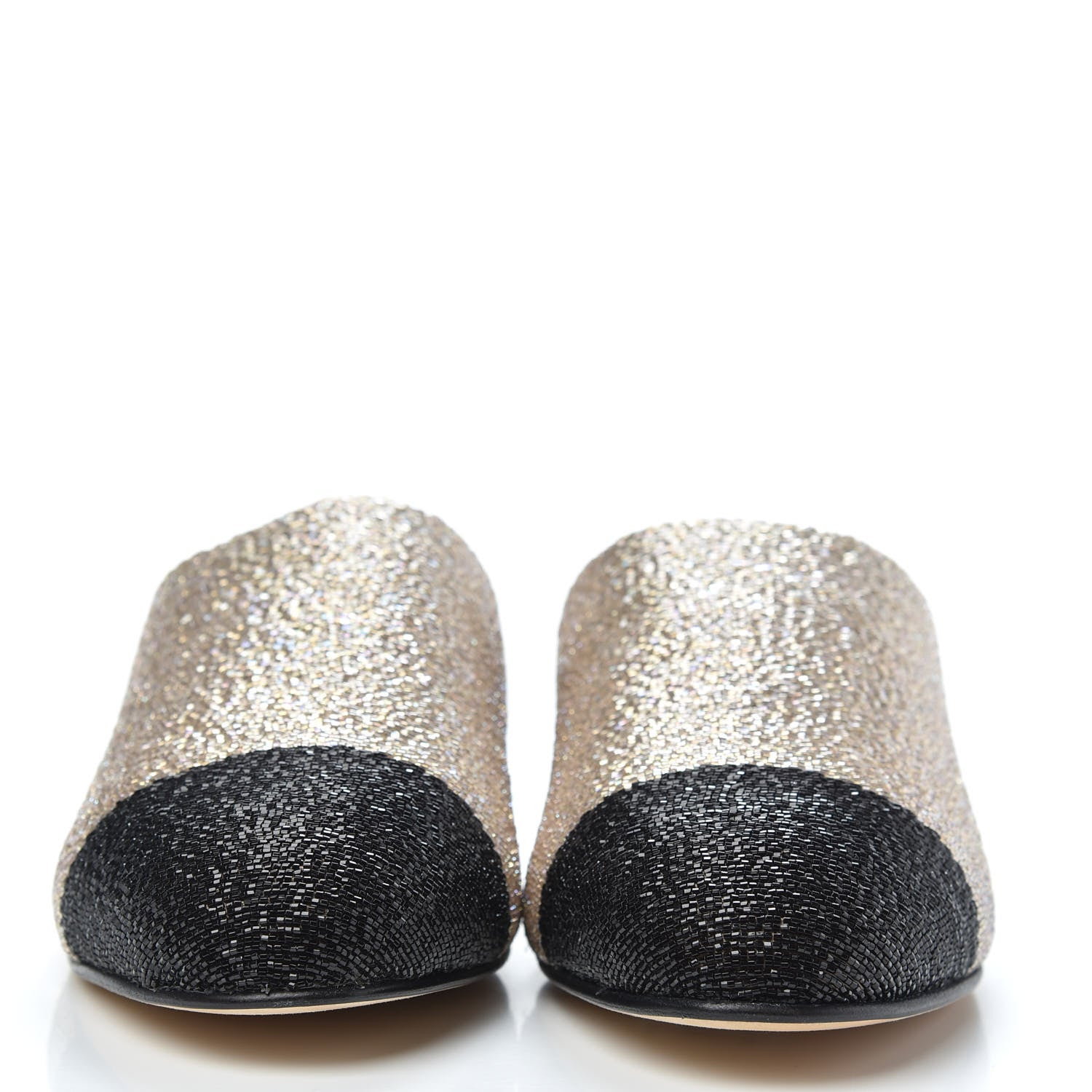 Chanel Pearl Embroidery CC Mules 40 Beige Black 2 of 9