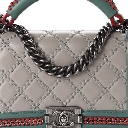 Chanel Calfskin Quilted Medium Boy Top Handle Flap Grey 10 of 10