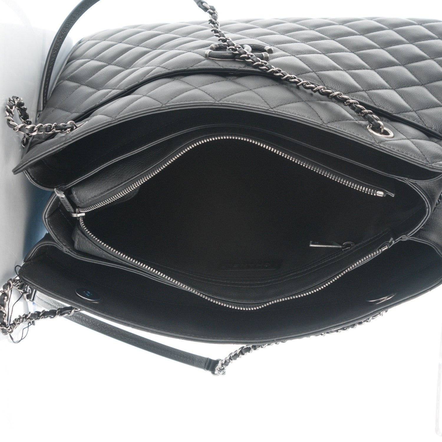 Chanel Calfskin Quilted Frame In Chain Tote Black 5 of 9