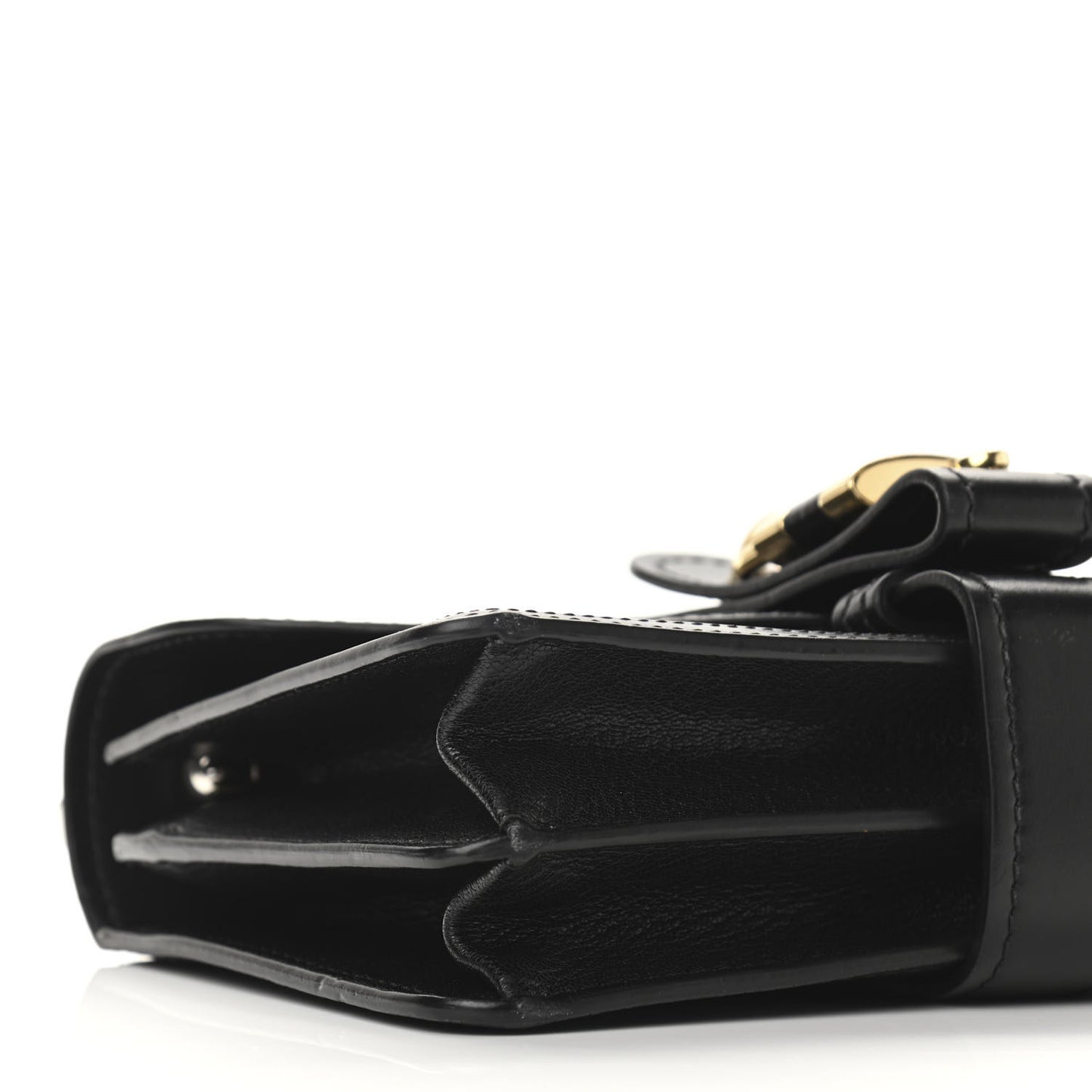 Shiny Goatskin Calfskin Aby Chain Shoulder Bag Black