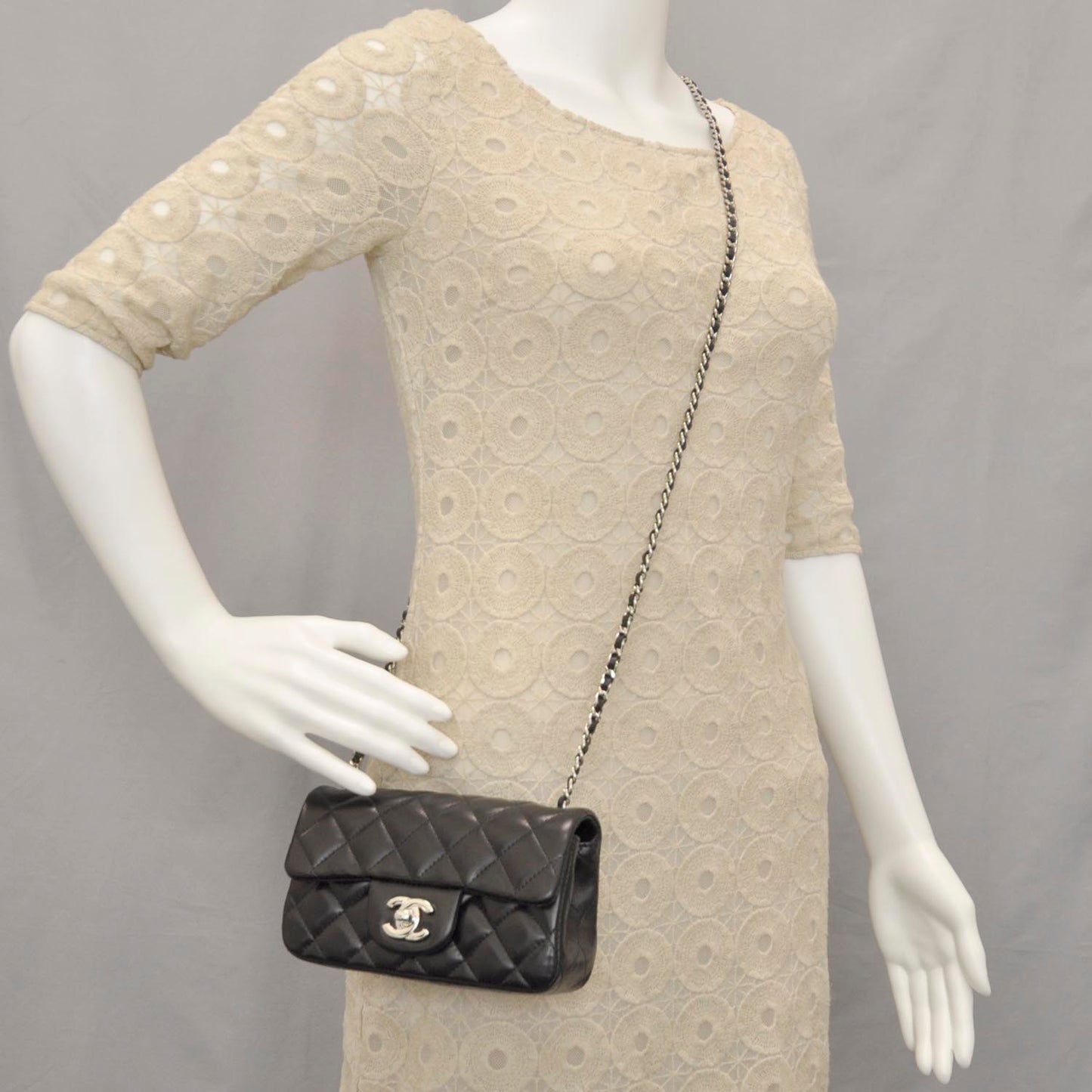 Lambskin Quilted Extra Mini Flap Black