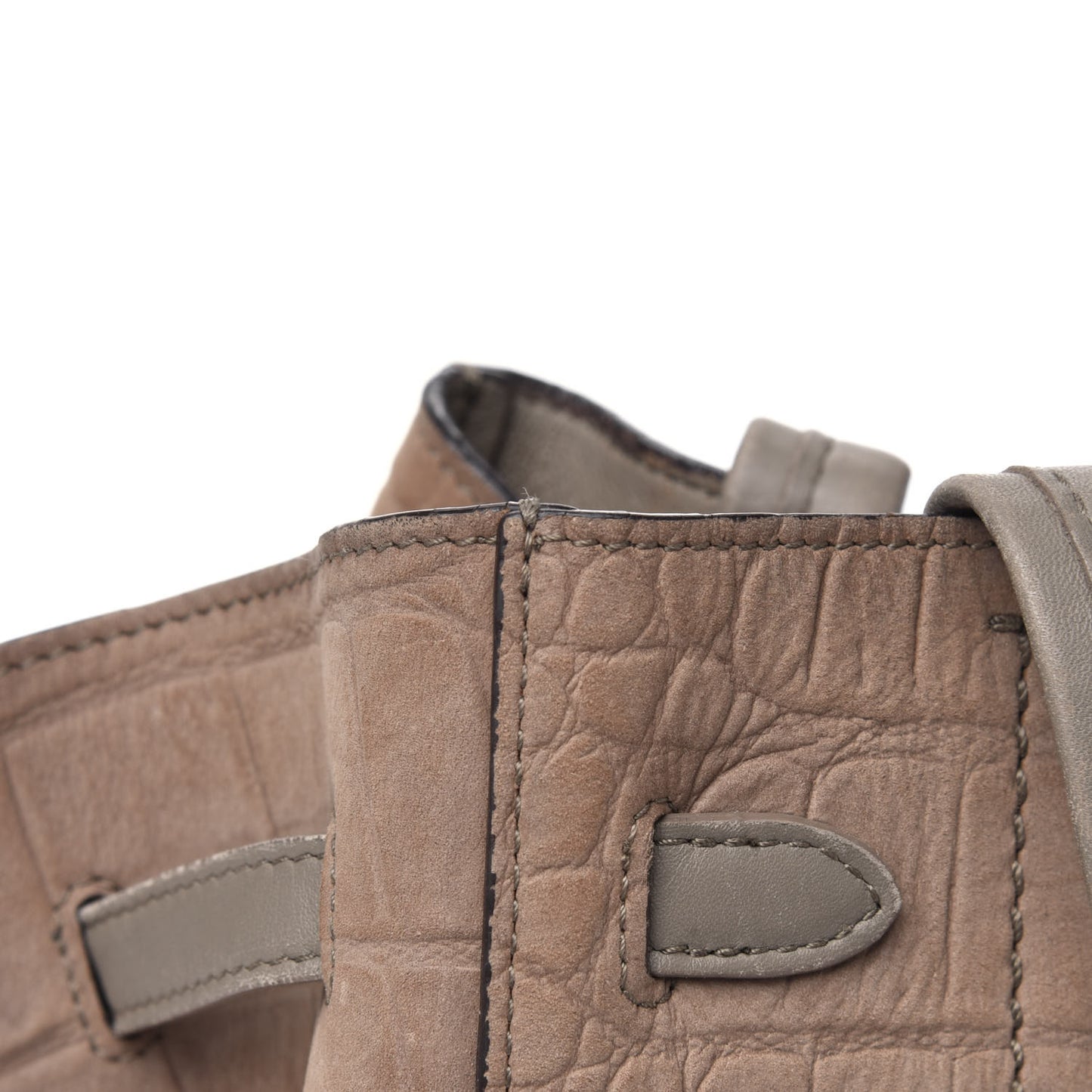 Crocodile Embossed Nubuck Small Belt Cabas Phantom Beige
