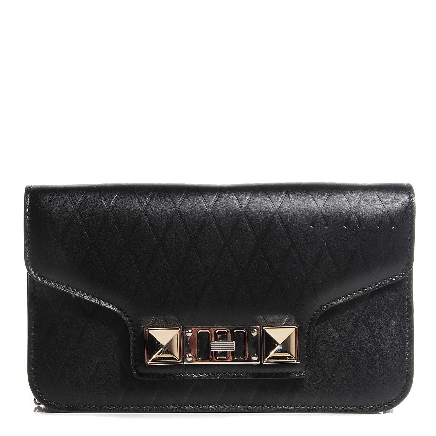 Proenza Schouler Calfskin Embossed Crosshatch PS11 Chain Wallet Black 1 of 7