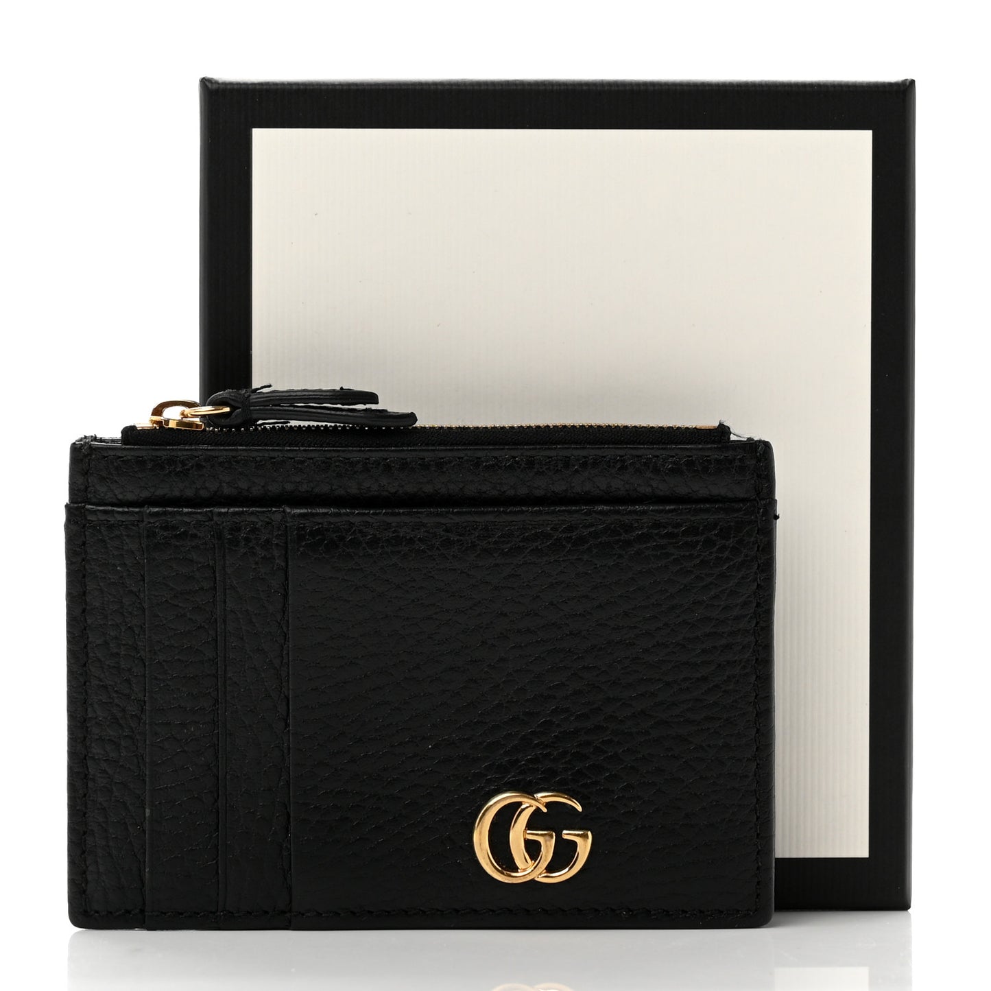 Dollar Calfskin GG Marmont Coin Case Card Holder Black