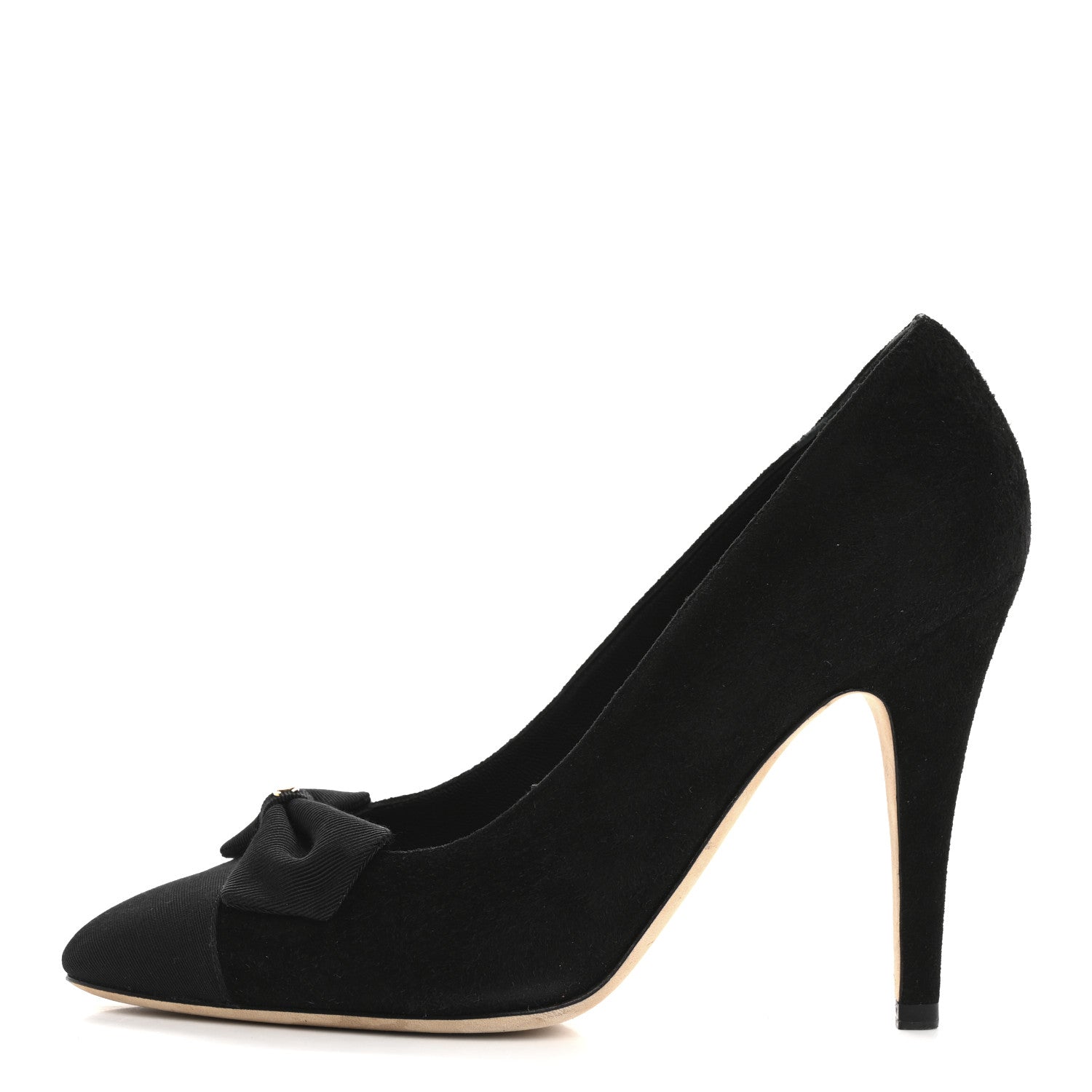 Chanel Suede Grosgrain Cap Toe CC Pumps 38 Black 1 of 11