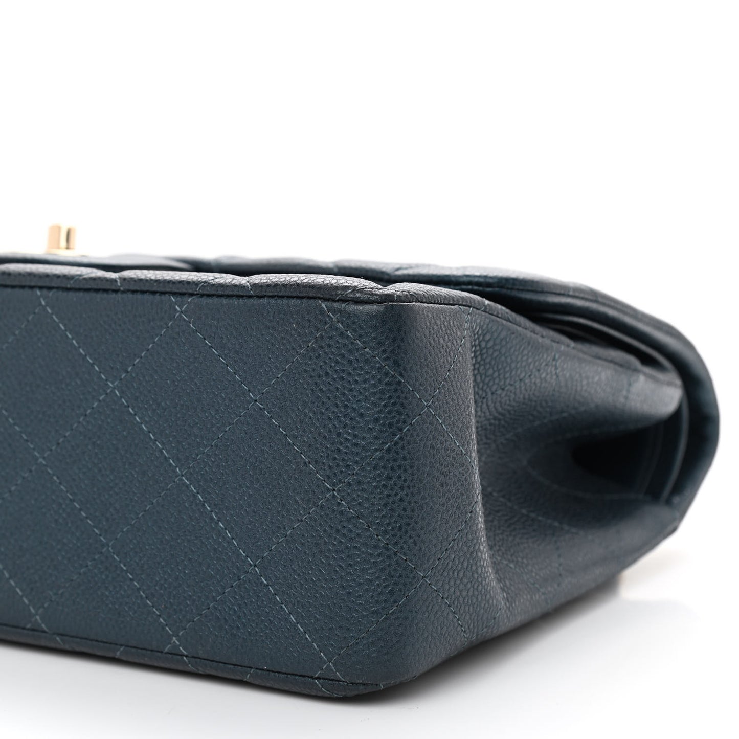 Metallic Caviar Quilted Jumbo Double Flap Dark Blue