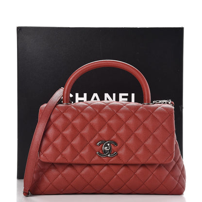 Chanel Caviar Quilted Small Coco Handle Flap Dark Red 11 of 11