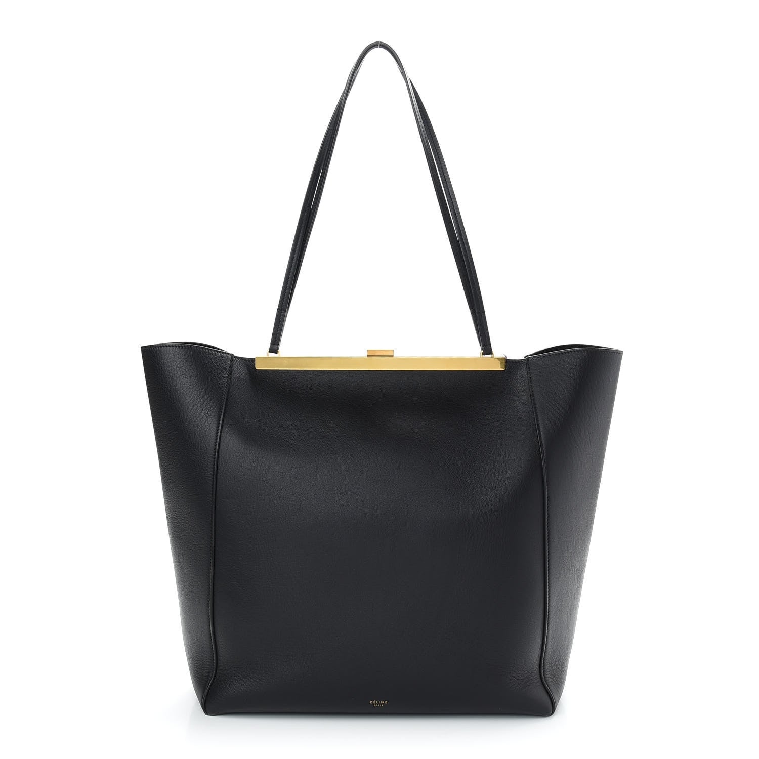 Celine Calfskin Large Clasp Cabas Black 1 of 9