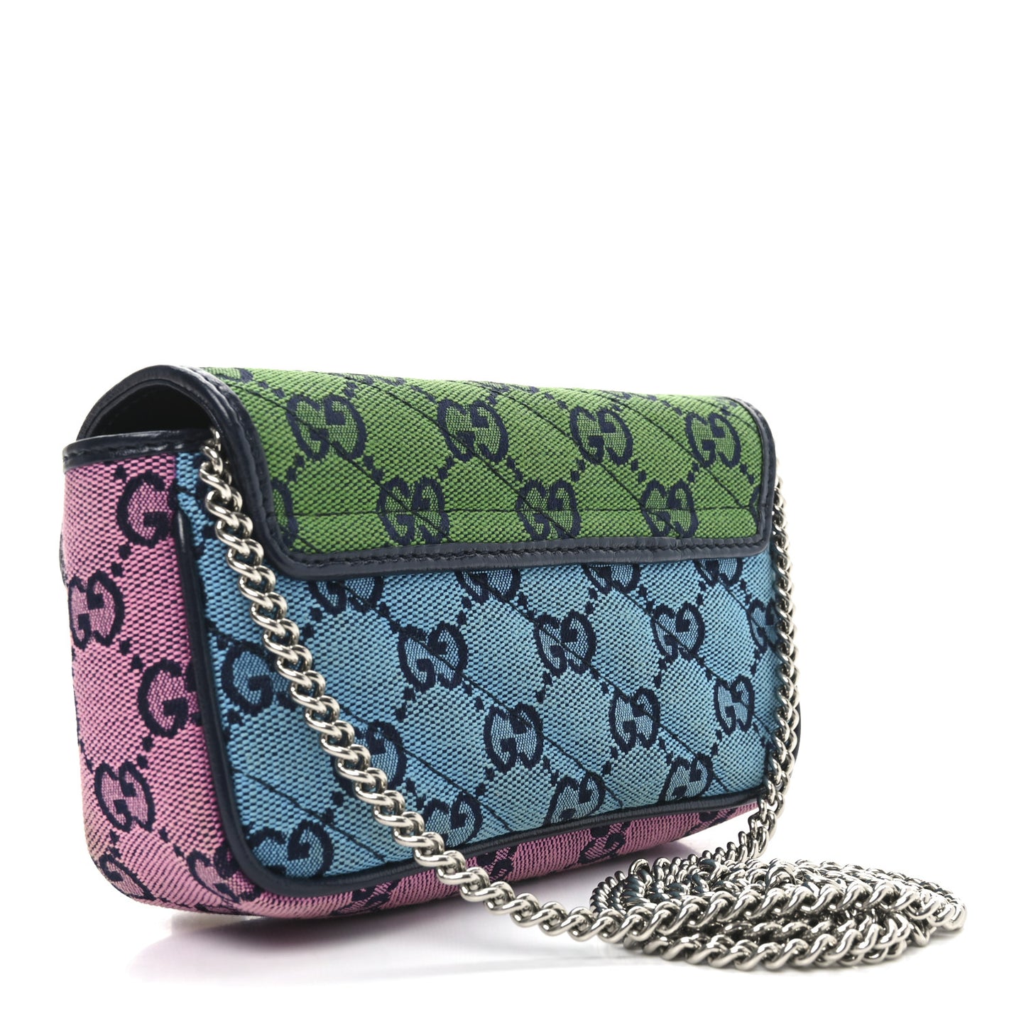 Monogram Multicolor Matelasse Diagonal Super Mini GG Marmont Shoulder Bag Green Blue Yellow Light Blue Pink