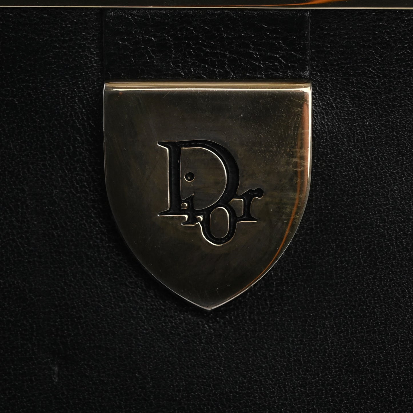 Calfskin Metal Frame Clutch Black