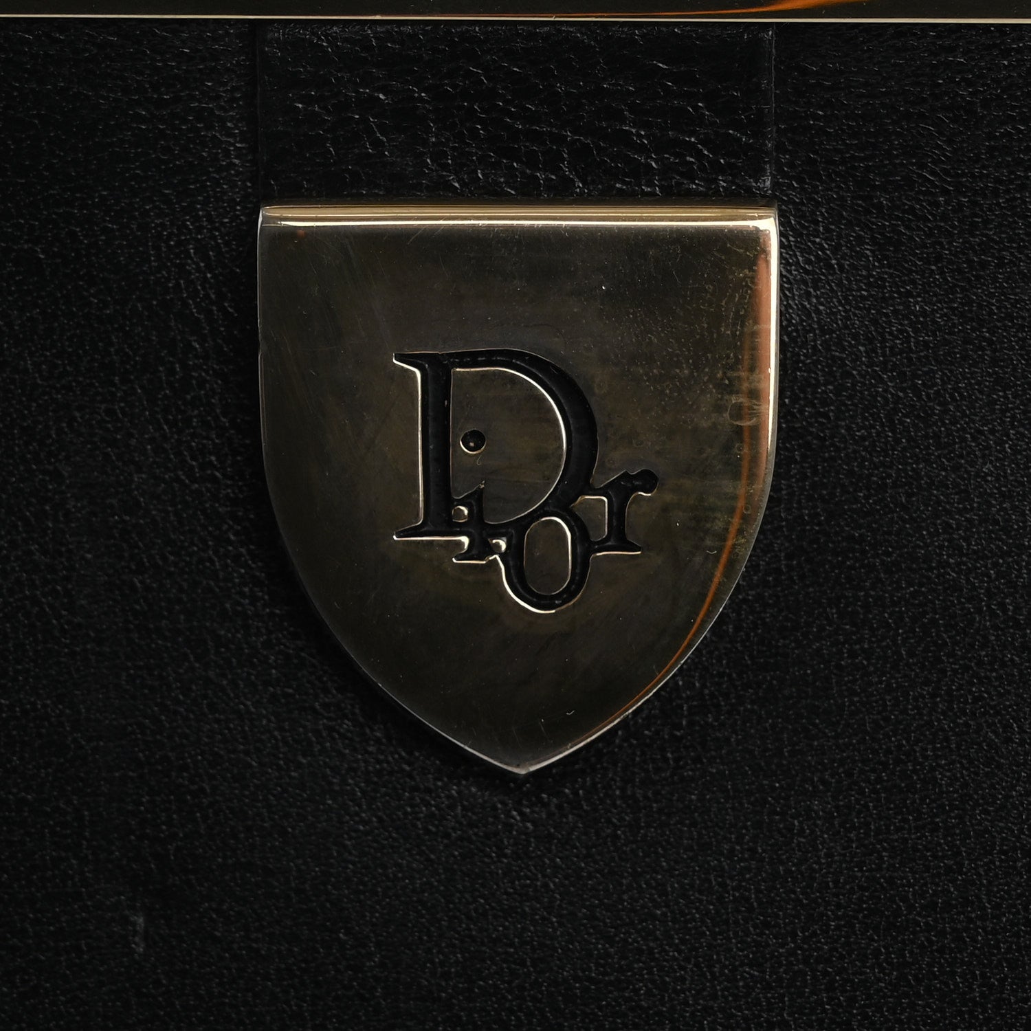 Christian Dior Calfskin Metal Frame Clutch Black 10 of 13