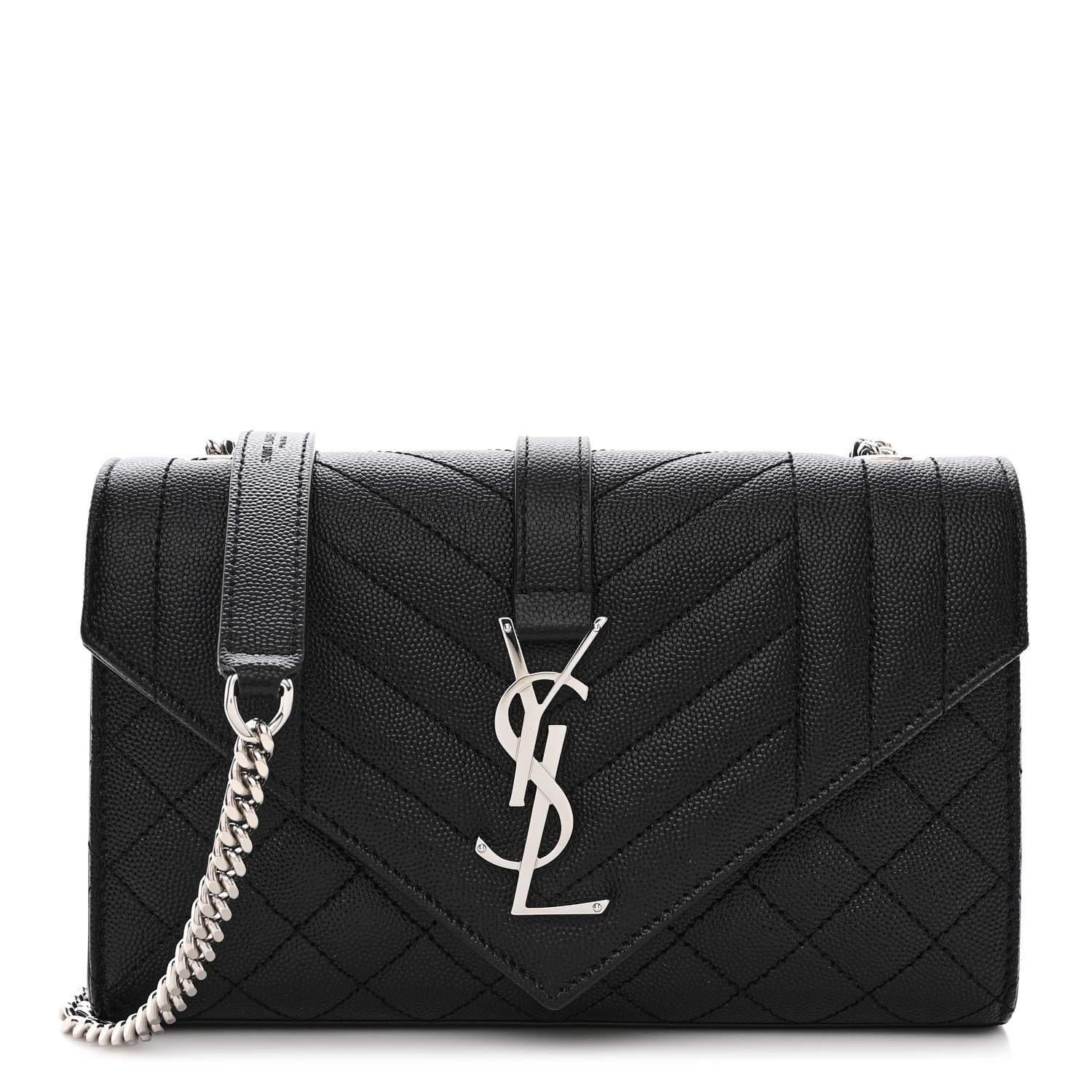 Saint Laurent Grain De Poudre Textured Mixed Matelasse Triquilt Small Monogram Satchel Black 1 of 10