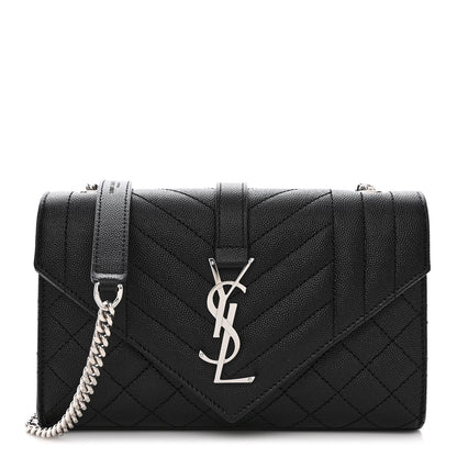 Saint Laurent Grain De Poudre Textured Mixed Matelasse Triquilt Small Monogram Satchel Black 1 of 10