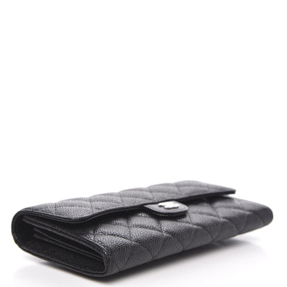 Chanel Caviar Quilted Large Gusset Flap Wallet Black 4 of 11