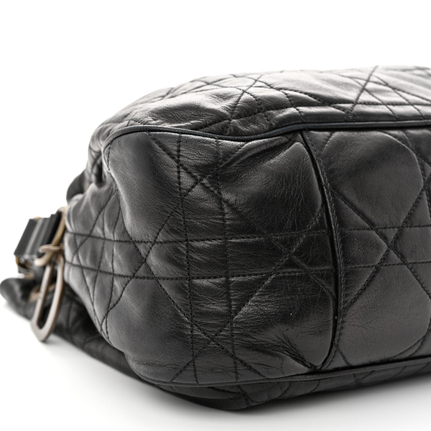 Lambskin Cannage Drawstring Bag Black