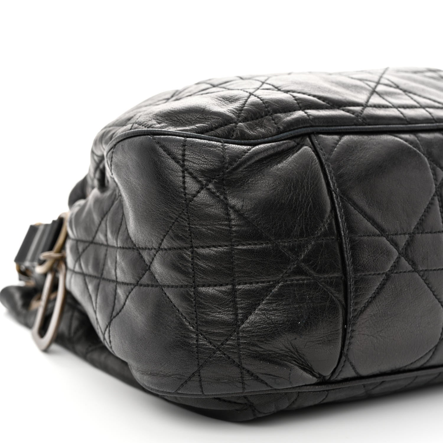 Christian Dior Lambskin Cannage Drawstring Bag Black 9 of 11