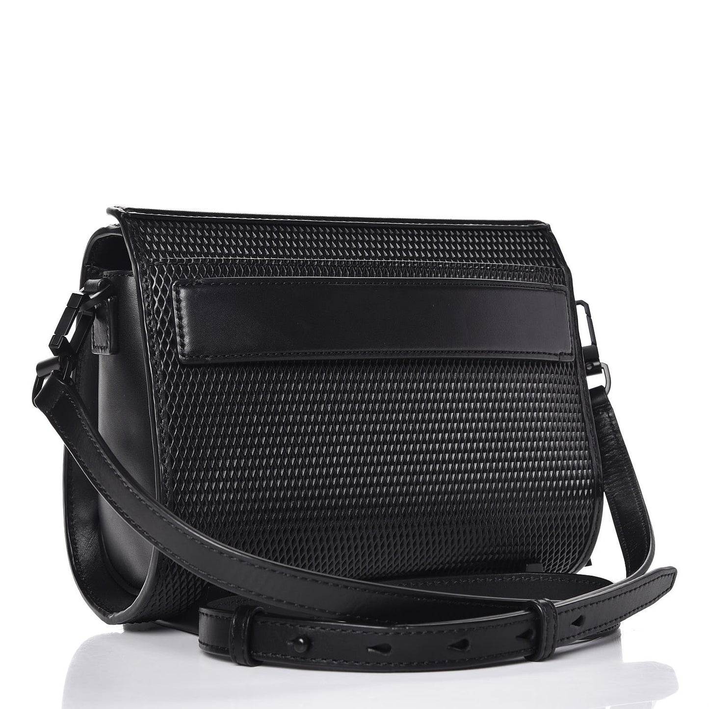 Calfskin Mesh MIni Chastity Crossbody Bag Black