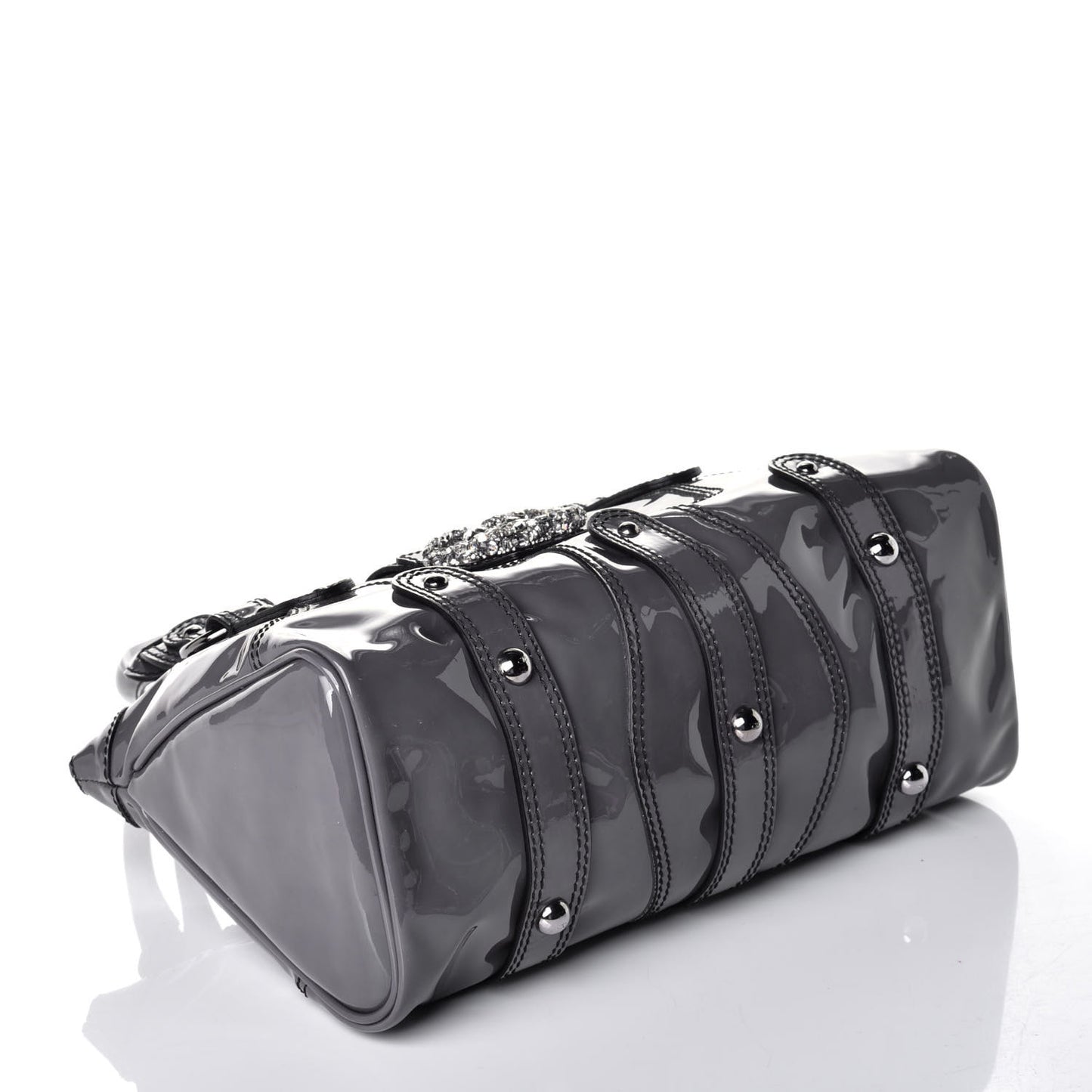 Patent Crystal Catch Satchel Grey