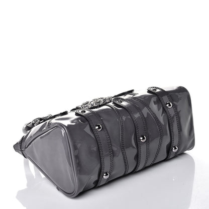 Valentino Garavani Patent Crystal Catch Satchel Grey 4 of 9