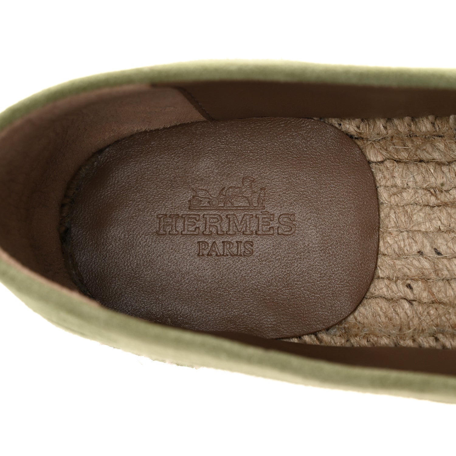 Hermes Suede Calfskin Womens Trip Espadrilles 35 Vert Sauge 7 of 8