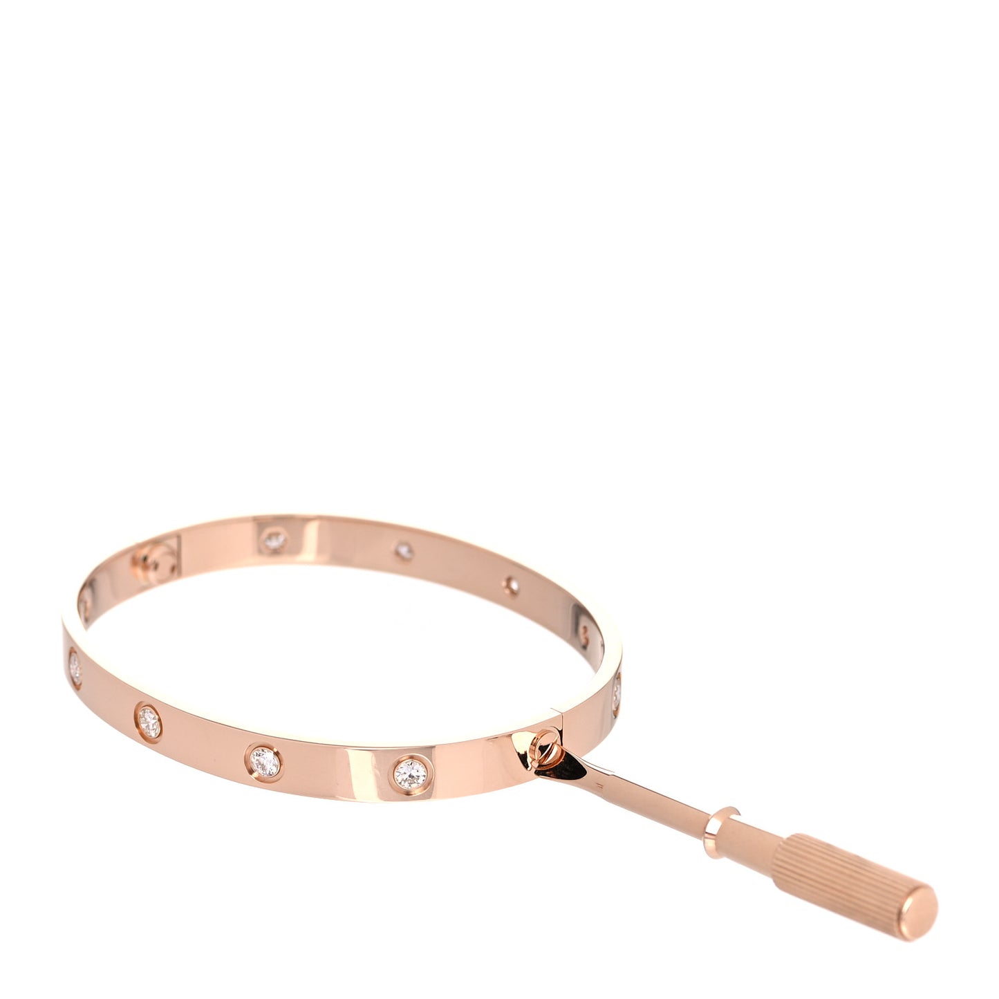 18K Pink Gold 10 Diamond LOVE Bracelet 17