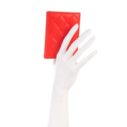 Chanel Lambskin Quilted CC Card Holder Wallet Red 2 of 7