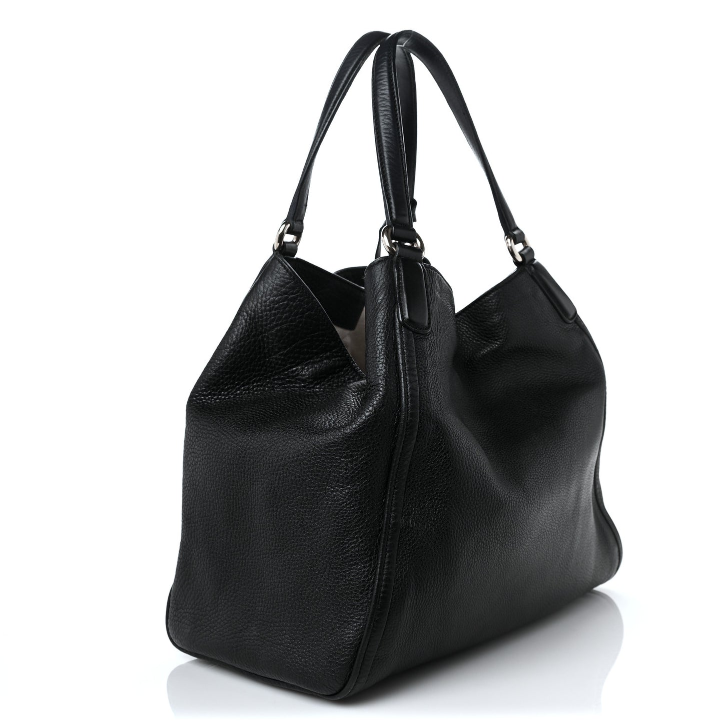 Pebbled Calfskin Medium Soho Shoulder Bag Black