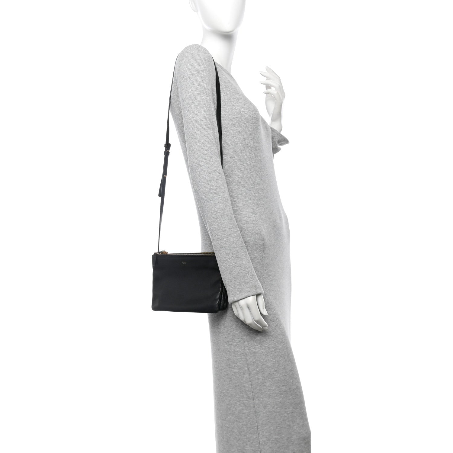 Celine Lambskin Small Trio Crossbody Bag Black 2 of 13