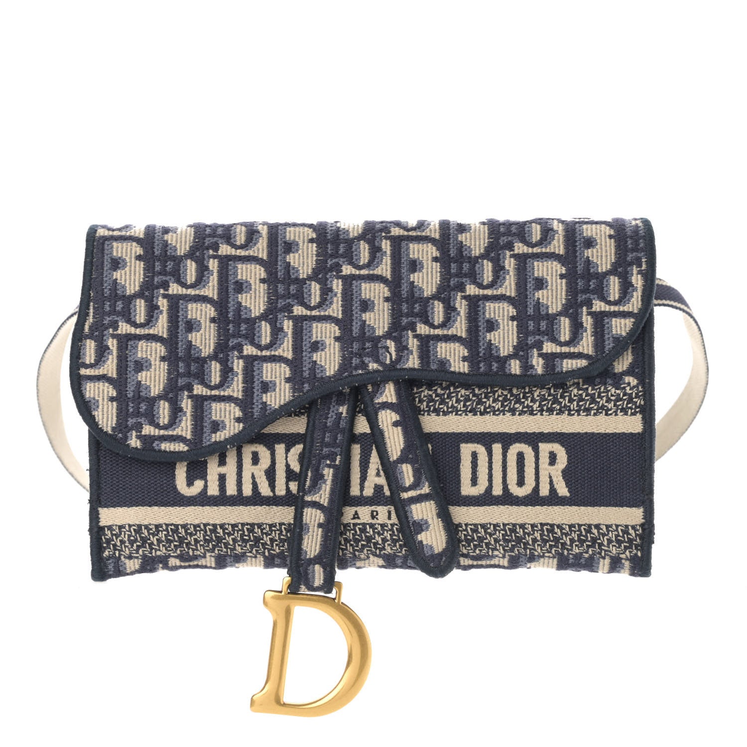 Christian Dior Oblique Slim Saddle Pouch Blue 1 of 11