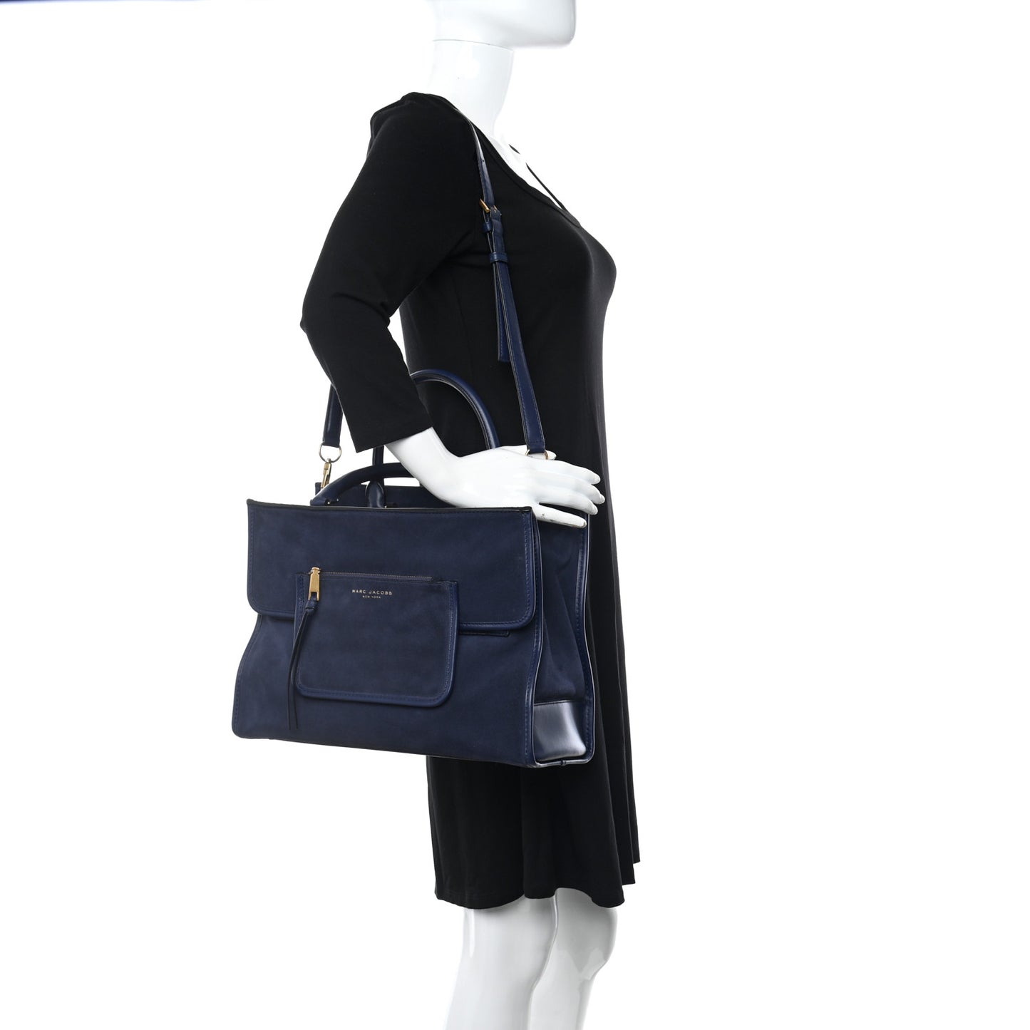 Suede Madison Tote Weekender Bag Midnight Blue