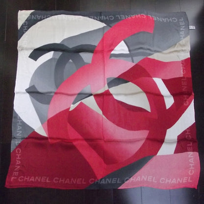 Chanel Silk CC Logo Scarf Red/Black 1 of 4