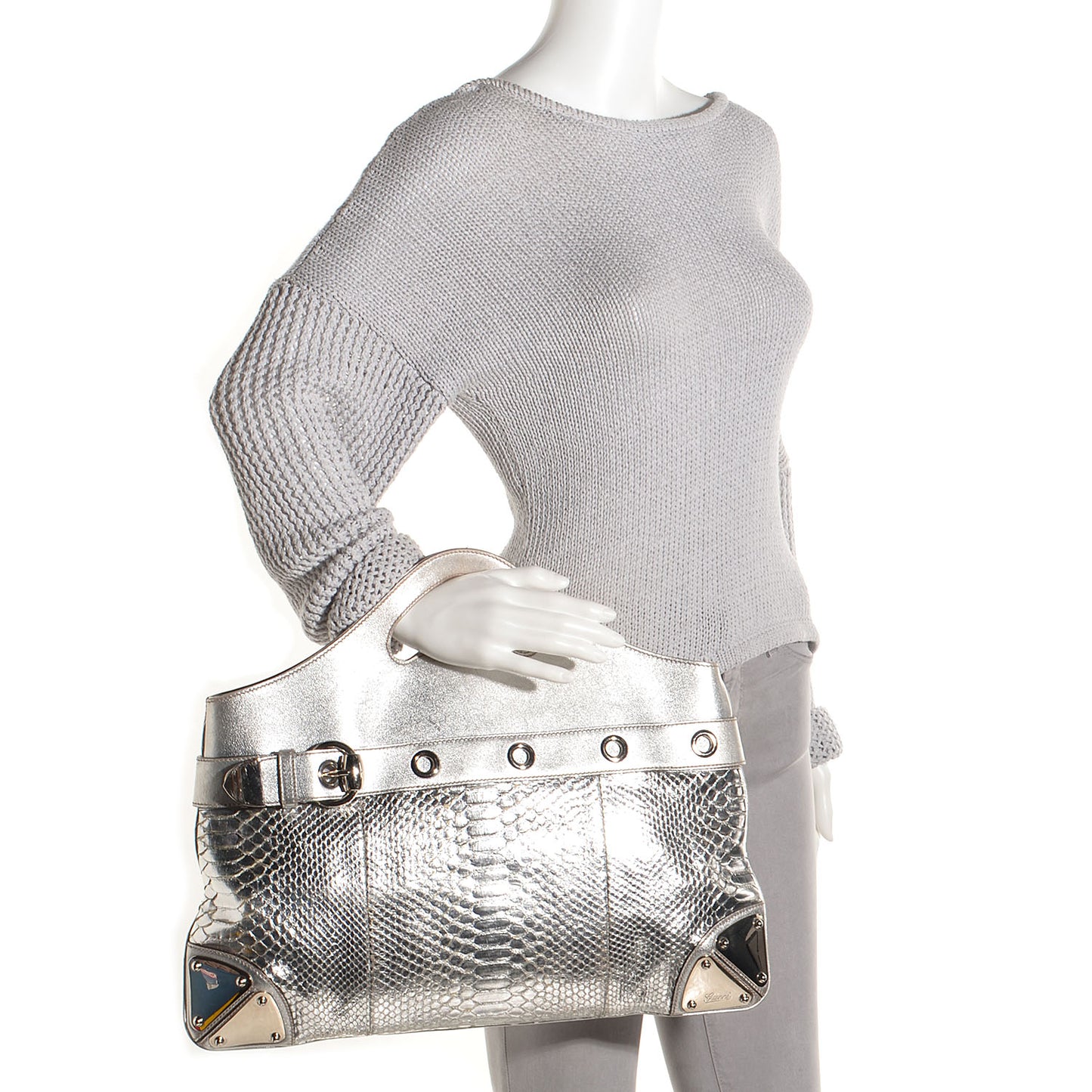 Python Romy Medium Tote Silver