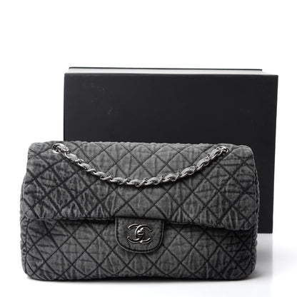 Chanel Denim Quilted Denimpression Flap Grey Black 12 of 12